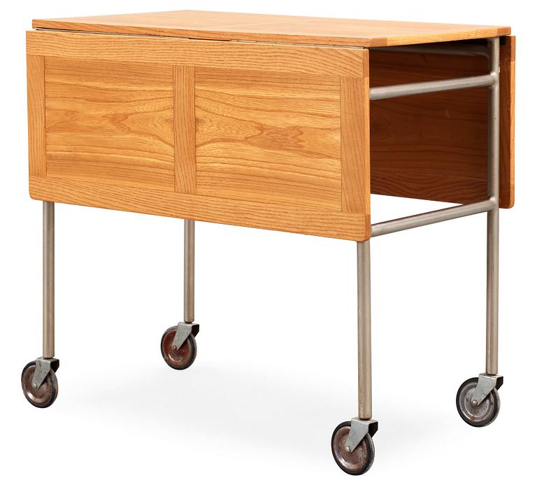 A Bruno Mathsson oak and steel folding table, by Karl Mathsson, Värnamo 1940's.