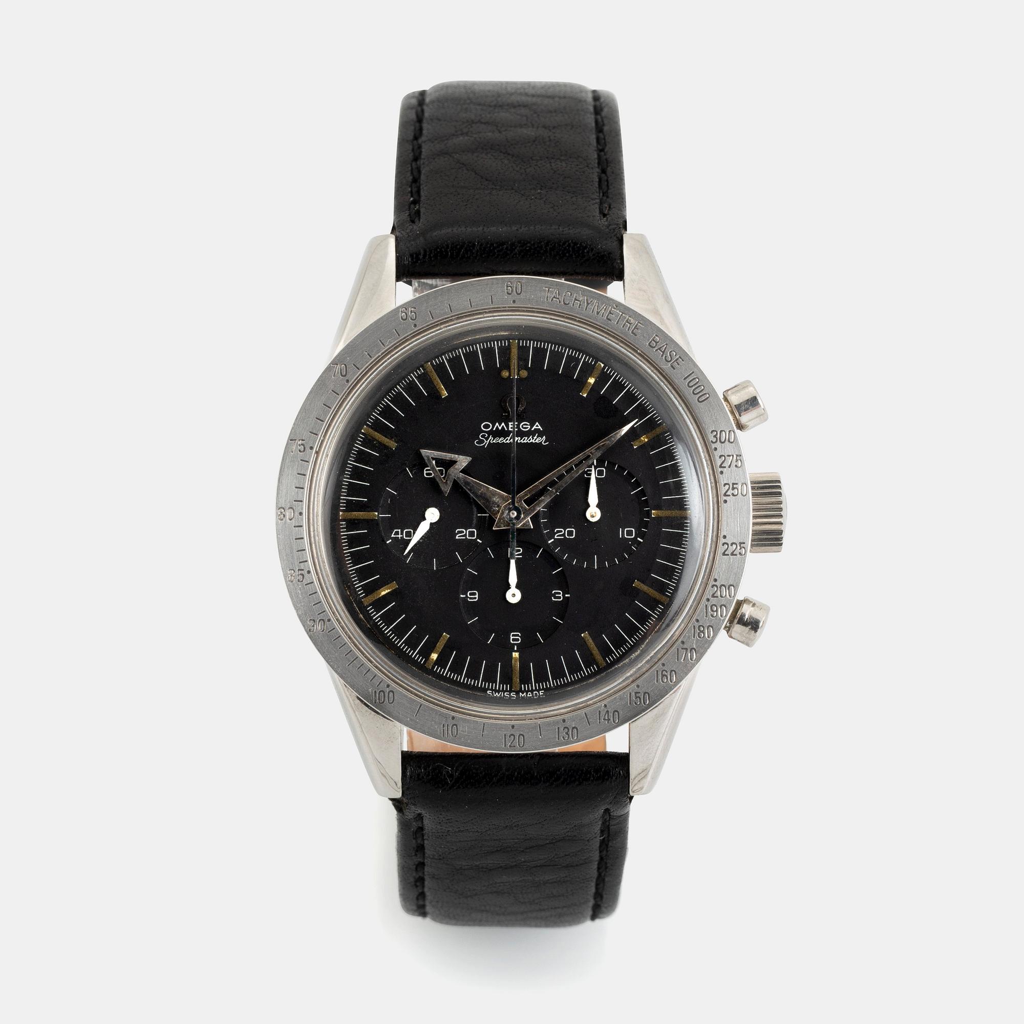 Omega, Speedmaster, chronograph, "2915-1", "Broad Arrow hands", ca 1957.