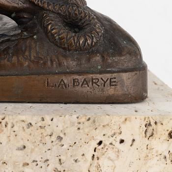Antoine-Louis Barye, efter, skulptur, brons, signerad.