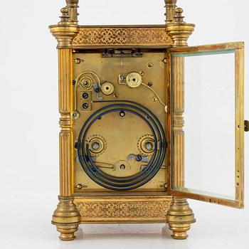 A brass carriage clock, 20th Century.