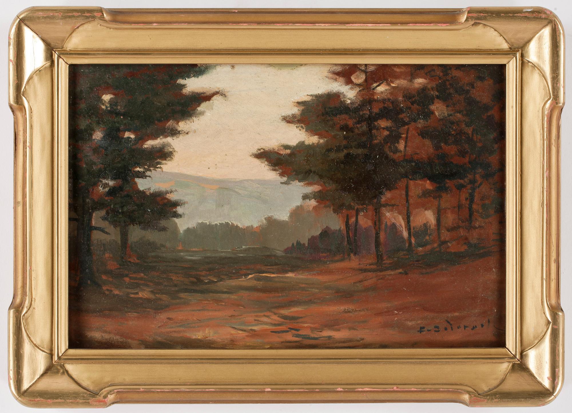 OKÄND KONSTNÄR, 2 st, olja på pannå, omkring 1900-talets mitt.