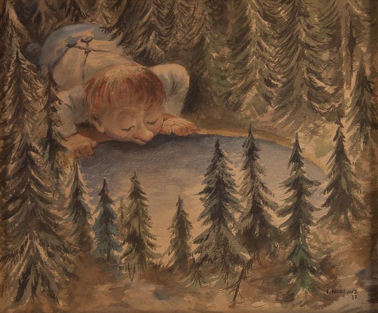 Einar Norelius, watercolour, signed and dated -37.
