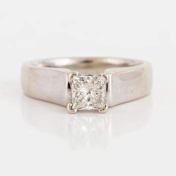 A princess-cut diamond ring.