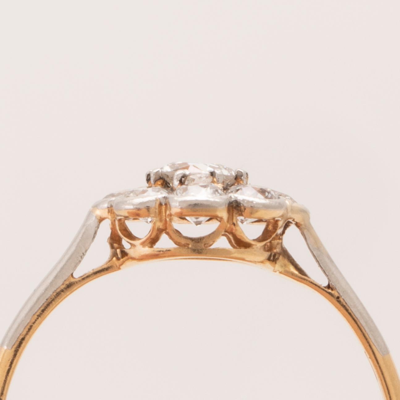 Ring Carmosé 18K red and white gold with round old-cut diamonds, K Anderson Stockholm 1918.