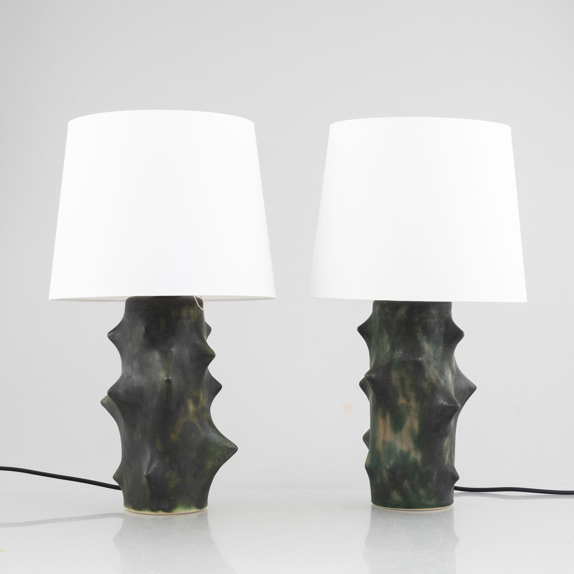 Knud Basse, a pair of  "Rosentorn" table lamps, Michael Andersen & Son, Denmark.