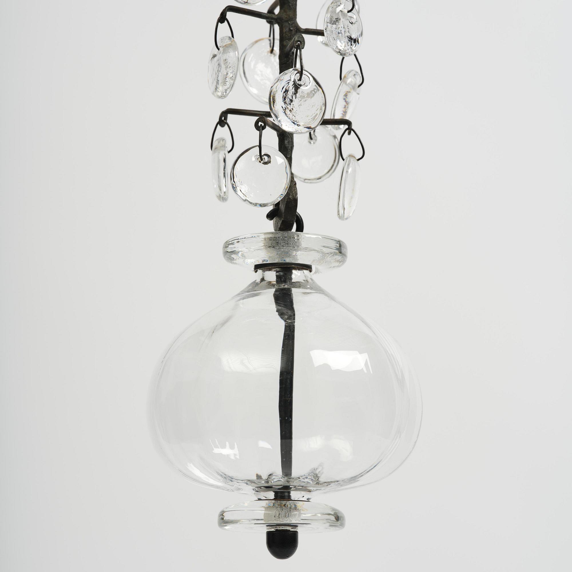 Erik Höglund, a wrought iron and glass chandelier, Boda Smide.