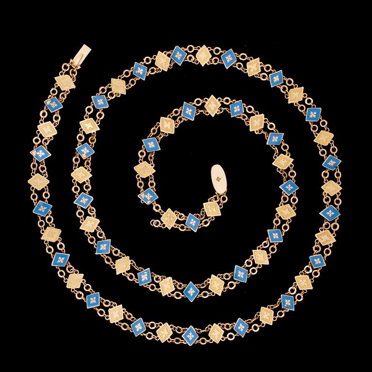 COLLIER, guld och emalj, Carl Wilhelm Strehlenert, Stockholm 1796-1806.