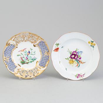 Four porcelain plates, Germany and France, 19th century.