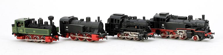 PARTI ÅNGLOK, 4 st, Märklin H0 3087, 3000, 3098 och 3071, 1900-talets andra hälft.