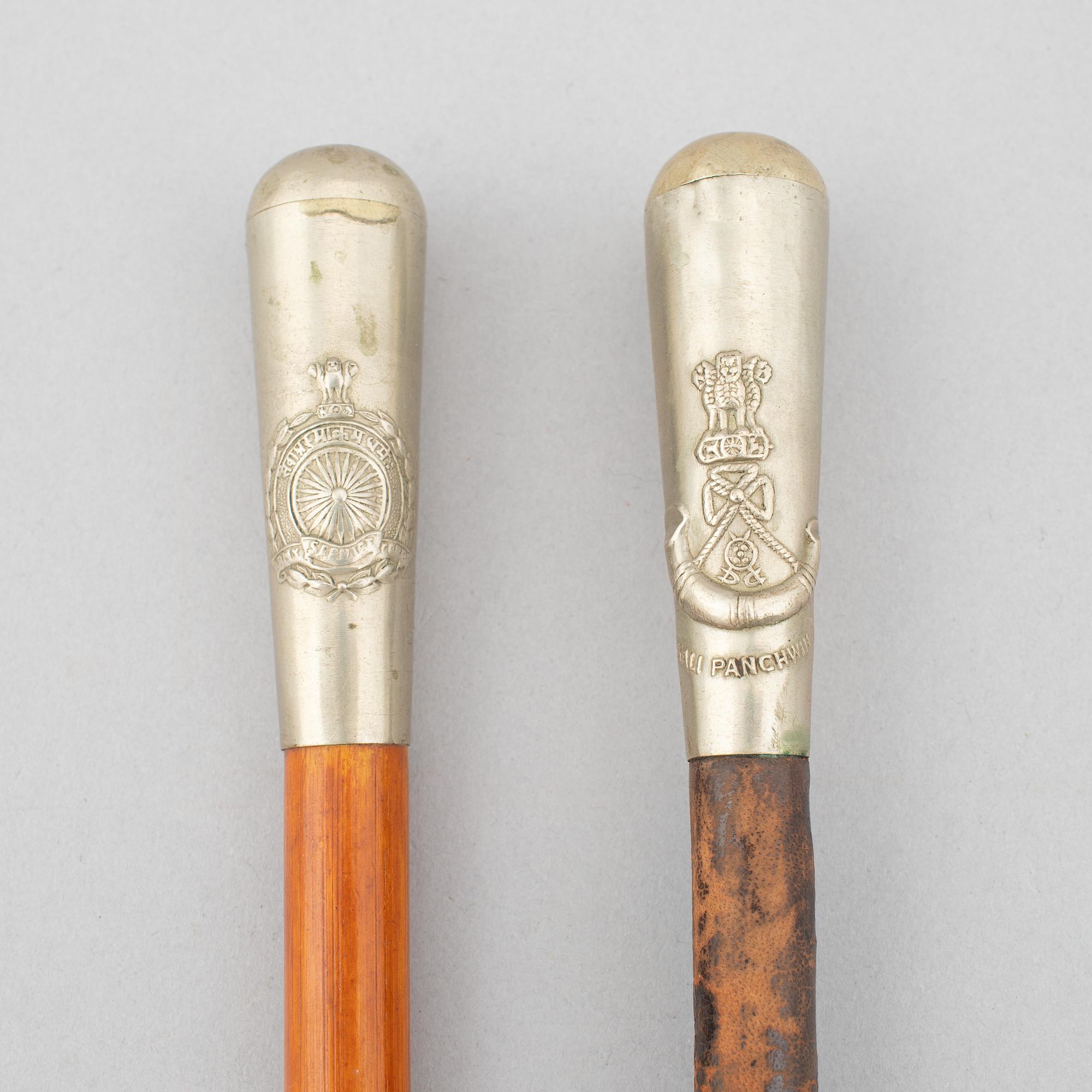 An officer's swagger stick and ridning cane, British, from around the year 1900.