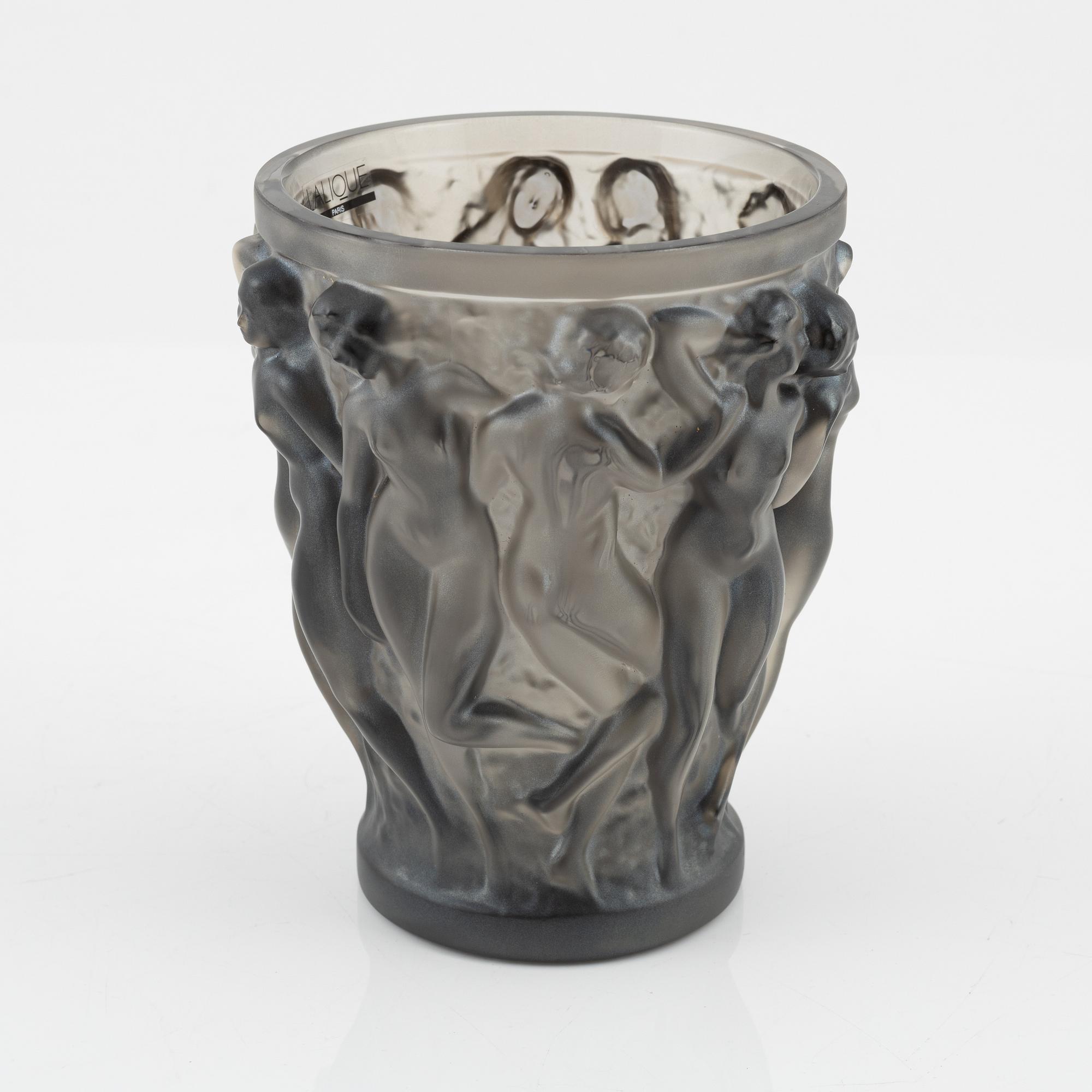 René Lalique, a glass vase, 'Bacchantes', France, signed.