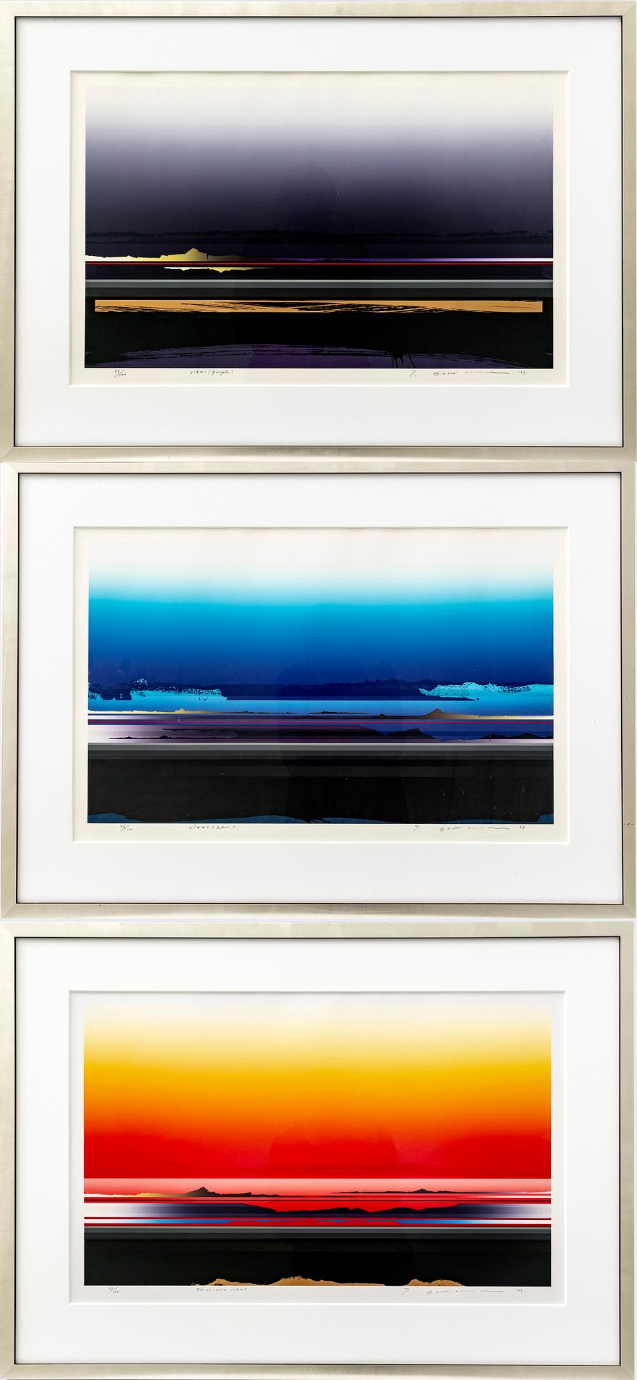 Tetsuro Sawada, färglitografier 3 st signerade daterade och numrerade 97 73-76-83/100.