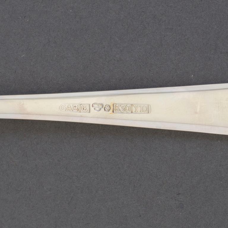 BESTICK, 48 delar, silver, "Chippendale", GAB, Stockholm, 1900-talets fjärde kvartal, 2156 gram.