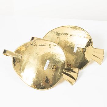 Lars Holmström, wall sconces, a pair, brass, Arvika, 1993.