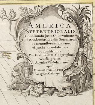 MAP, COPPER ENGRAVING Tobias Conrad Lotter,"America Septentrionalis" from Atlas Novus 1770.