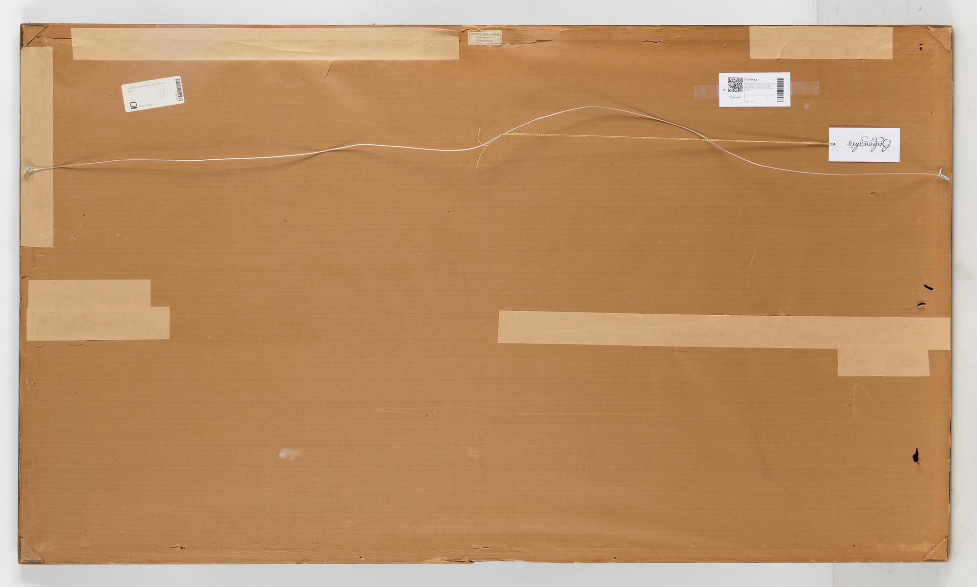 AN EMBROIDERY, wool on wool, ca 73,5 x 132 cm (plus 3 cm frame), Sweden first half of the 20th century, probably Scania.