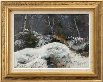 Lindorm Liljefors, Arctic fox on stone.