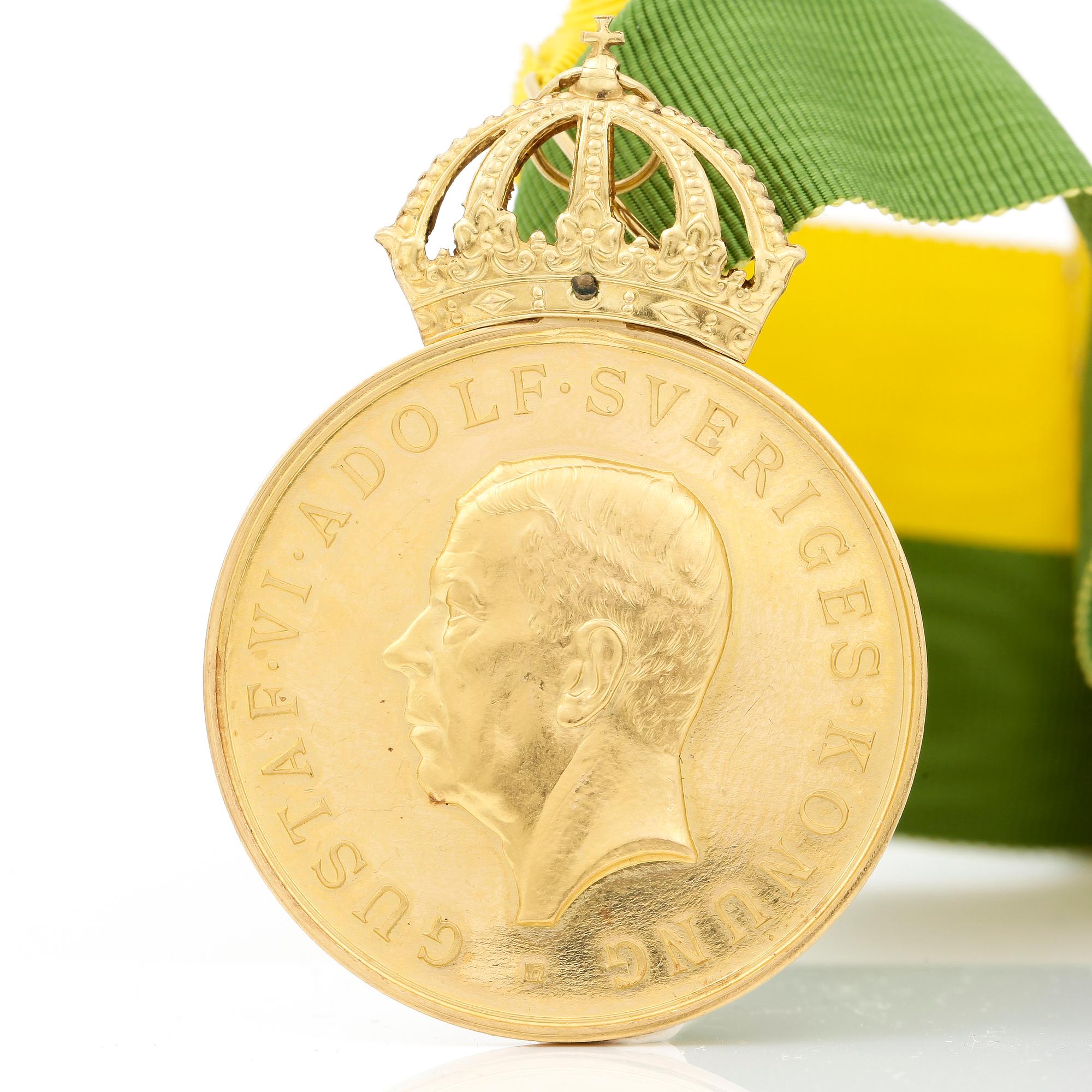 MEDALJ KUNGLIGA PATRIOTISKA SÄLLSKAPET, guld 18K, 1953. Vikt ca 41 gram.