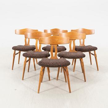 Chairs 1950/60s 6 pcs possibly Henning Kjaernulf Denmark.