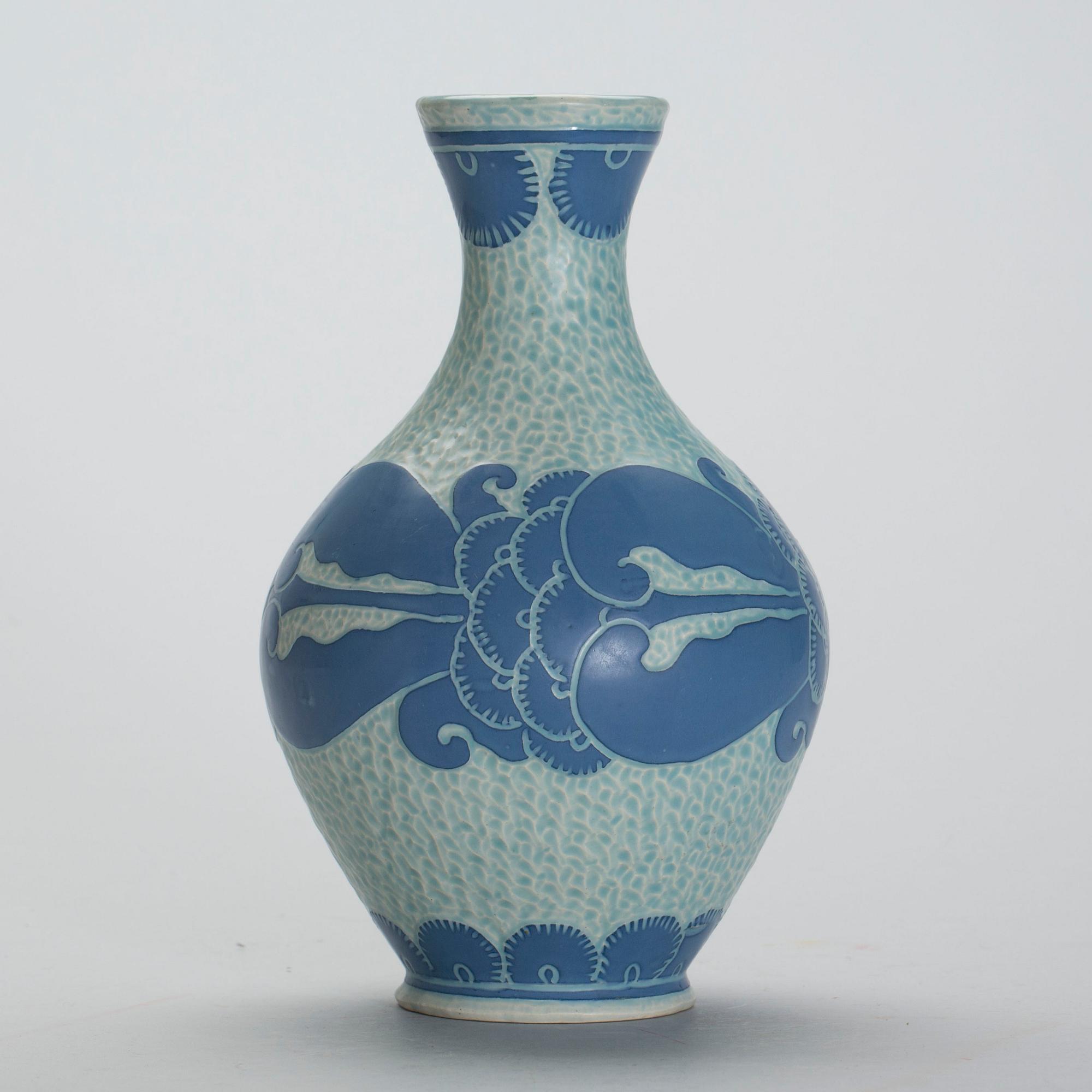 VAS, flintgods, "Sgraffito", Josef Ekberg 1918, Gustavsberg.