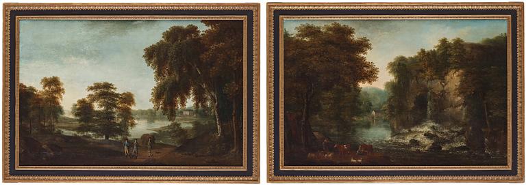 Pehr Emanuel Limnell, Park landscape with manor house/Pastoral landscape with waterfall.