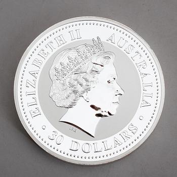 SILVERMYNT, 30 dollars, Elizabeth II, Australien, 1995. Vikt 1 kg.