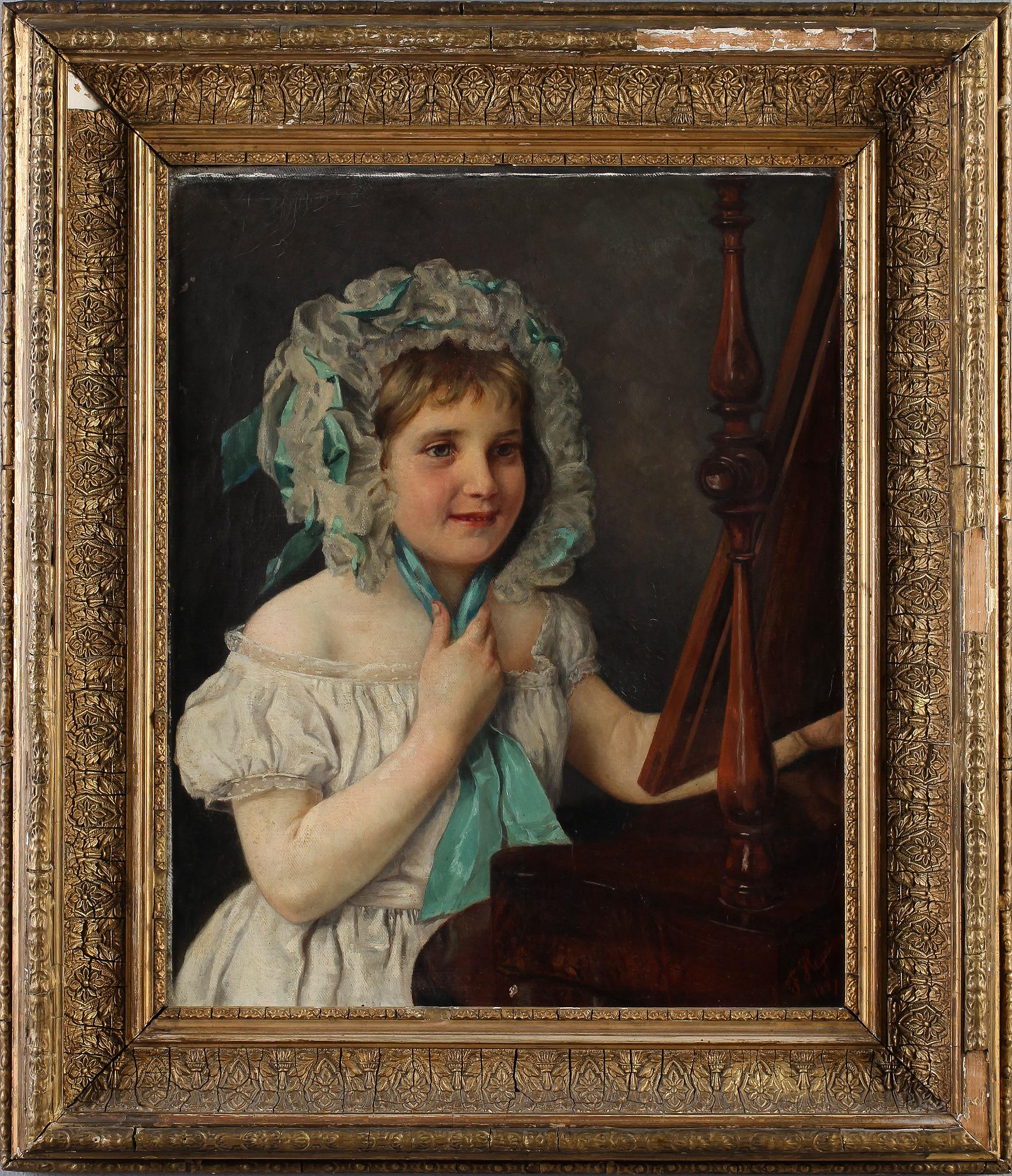 OKÄND KONSTNÄR, olja på duk, signerad F Hayman och daterad 1899.