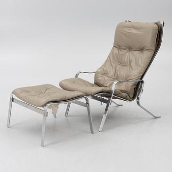 Erling Revheim, fåtölj samt fotpall "Relax", Hove möbler 1970-tal.
