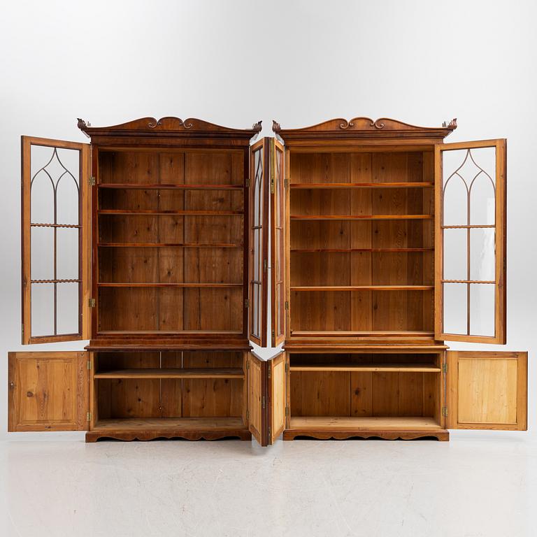 A pair of late Empire mahogany book cabinets, Stockholm, 1830-40's.