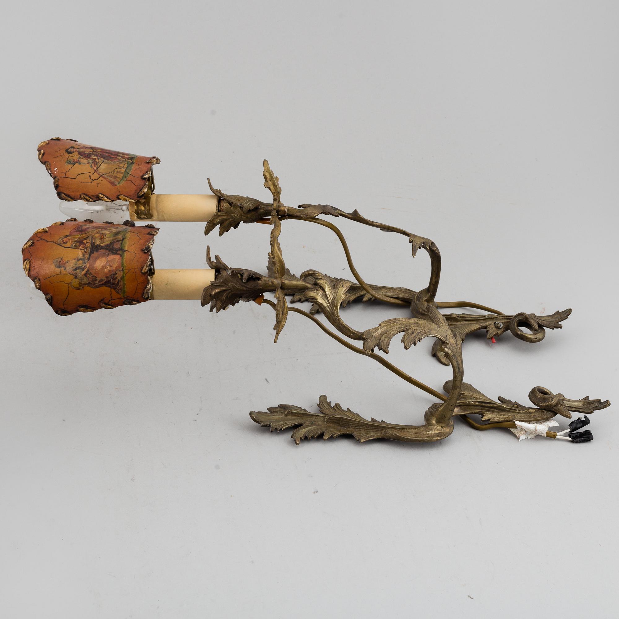 APPLIQUER, för ett ljus, ett par, mässing, Louis XV-stil 1900-tal.