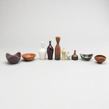 CARL-HARRY STÅLHAN & GUNNAR NYLUND, 5 + 5 stoneware vases, Rörstrand.