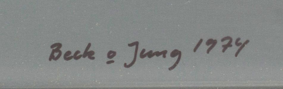 BECK & JUNG, litografi, "Hundie", signerad och daterad 1974, numrerad 11/20.