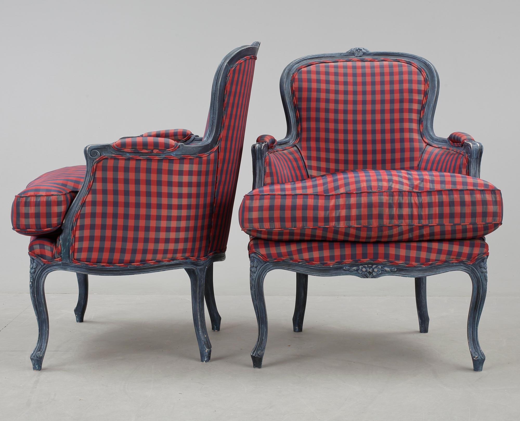 FÅTÖLJER, ett par, Louis XVI-stil, 1900-talets andra hälft.