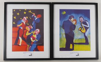 DAHL, PETER. Portfölj med 4 färglitografier, "Rytm", sign o numr 201/375.