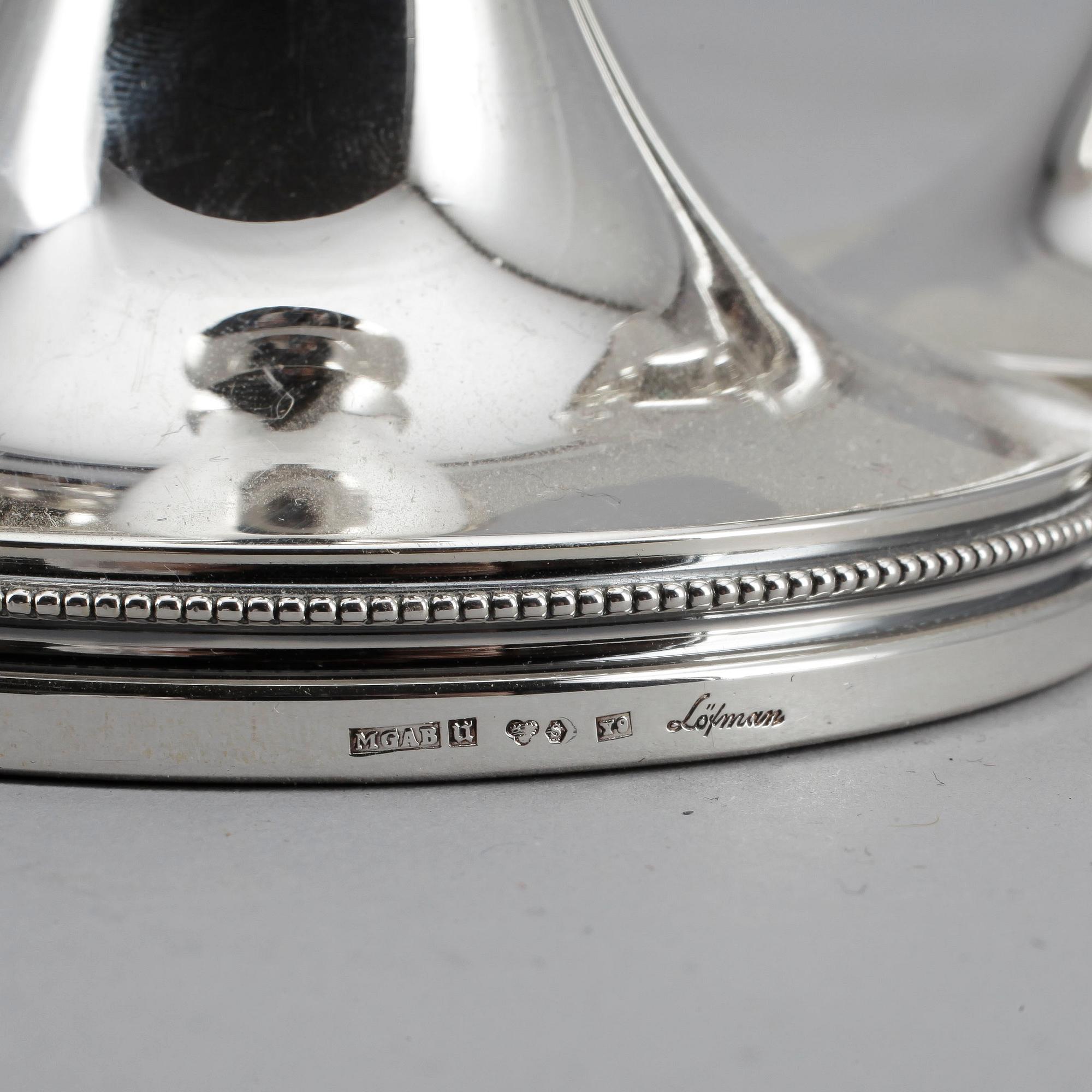 LJUSSTAKAR, 3 st, silver, Eric Löfman, MGAB, Uppsala, 1967, -73, -76.