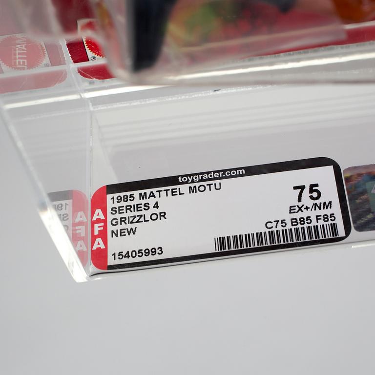 MASTERS OF THE UNIVERSE, Grizzlor series 4 AFA75 EXC+/NM samt Tung Lashor series 5 AFA75 EX+/NM, Mattel 1985-86.