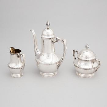 Uusi Kultaseppä Oy, kaffeservis, 3 delar, silver, jugend, Helsingfors 1912.