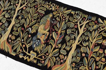 A sled cushion, Skåne, early 20th century, c. 144 x 57 cm.