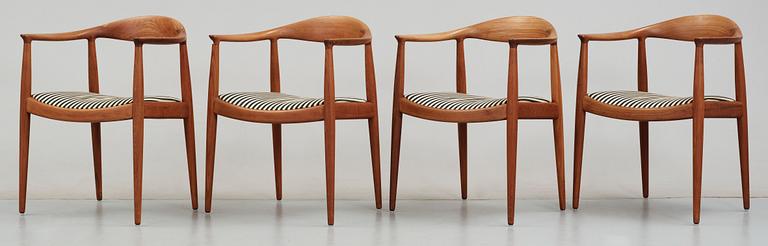 STOLAR, 4 st, "The Chair" Hans J Wegner, Johannes Hansen, Danmark, 1900-talets mitt.