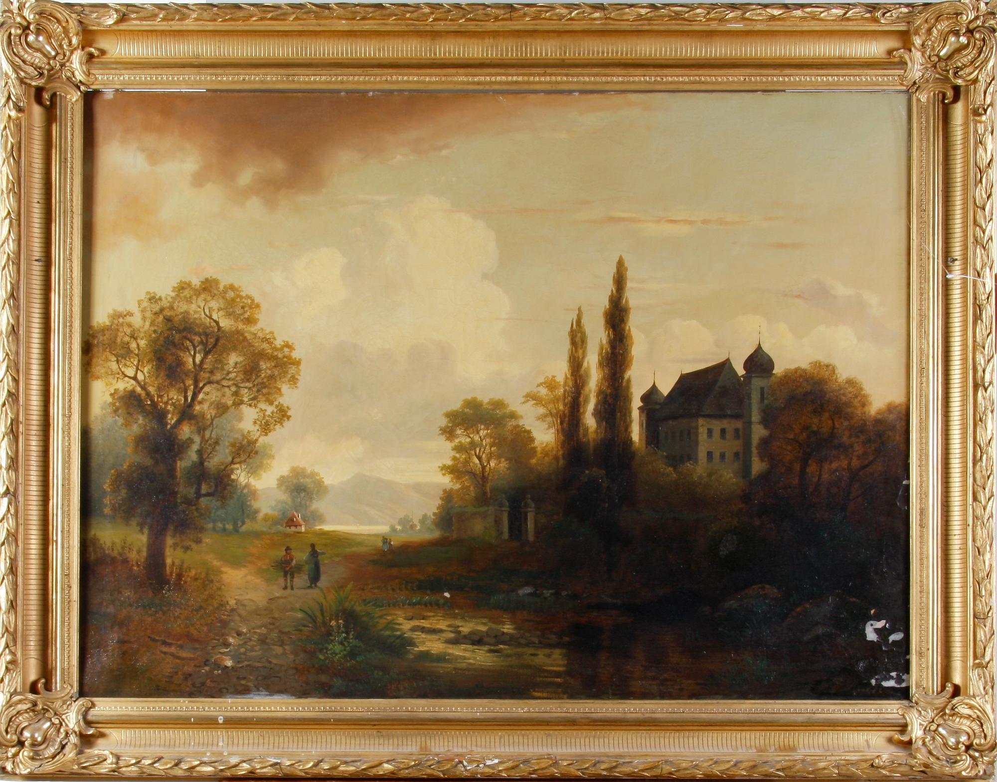 OKÄND KONSTNÄR. Olja på duk. 1800-tal. Otydl sign.