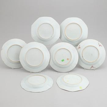 A set of eight odd famille rose dishes, Qing dynasty, Qianlong (1736-95).