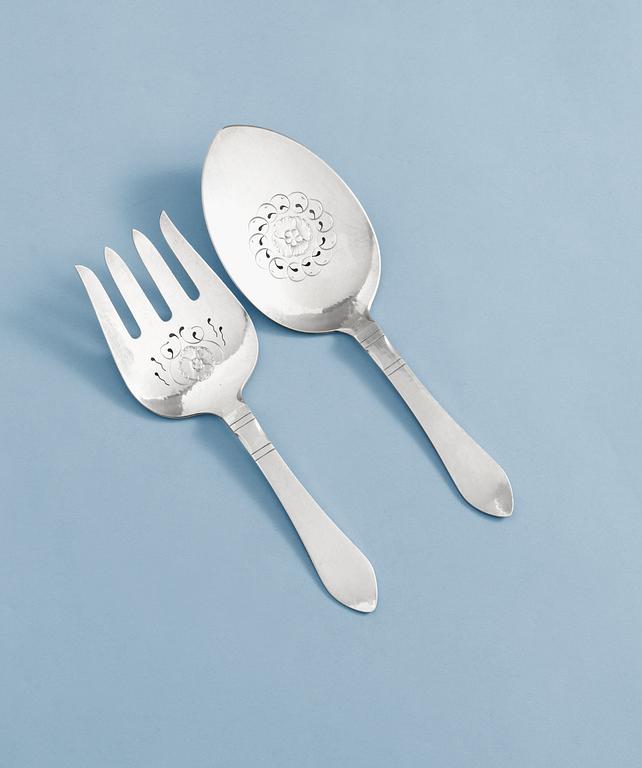 GEORG JENSEN
Fiskserveringsbestick, 1 par, "Antik", Köpenhamn 1933-44,