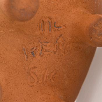 Marita Lybeck, figurines, 8 pcs, red clay, signed ML.