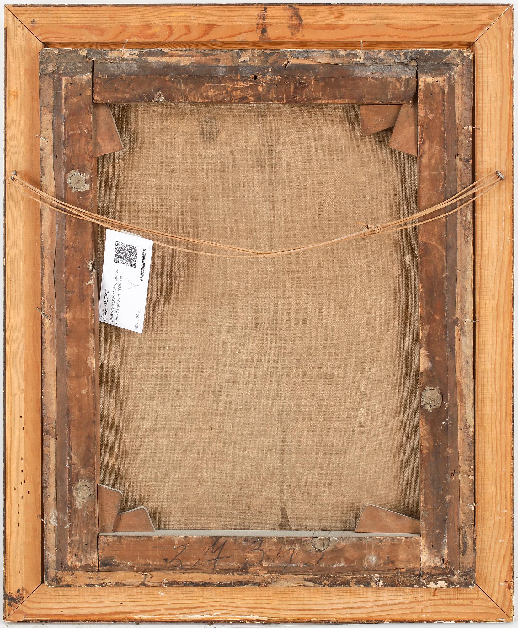 OKÄND KONSTNÄR, olja på duk, ej signerad, 1800-tal.