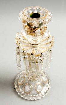 LJUSSTAKAR, ett par, glas, 1800/1900-tal.