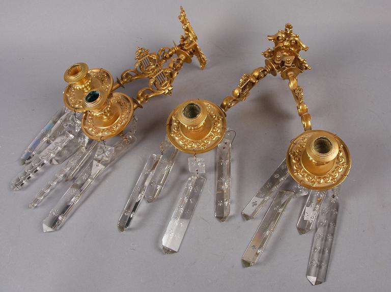 VÄGGAPPLIQUER ett par, nyrenässans, 1800-talets andra del.