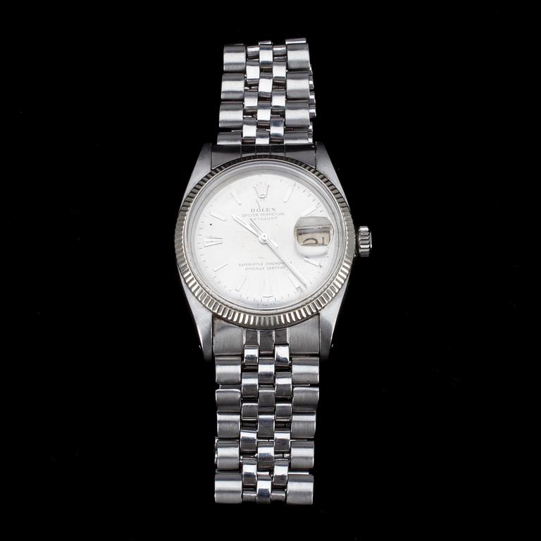 HERRARMBANDSUR, Rolex Datejust, stål. 1950-tal.