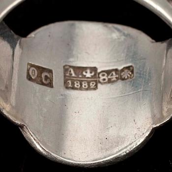 RING samt BROSCH, silver, turkos, Ryssland, 1800-talets slut. Tot vikt ca 22,5 gr.
