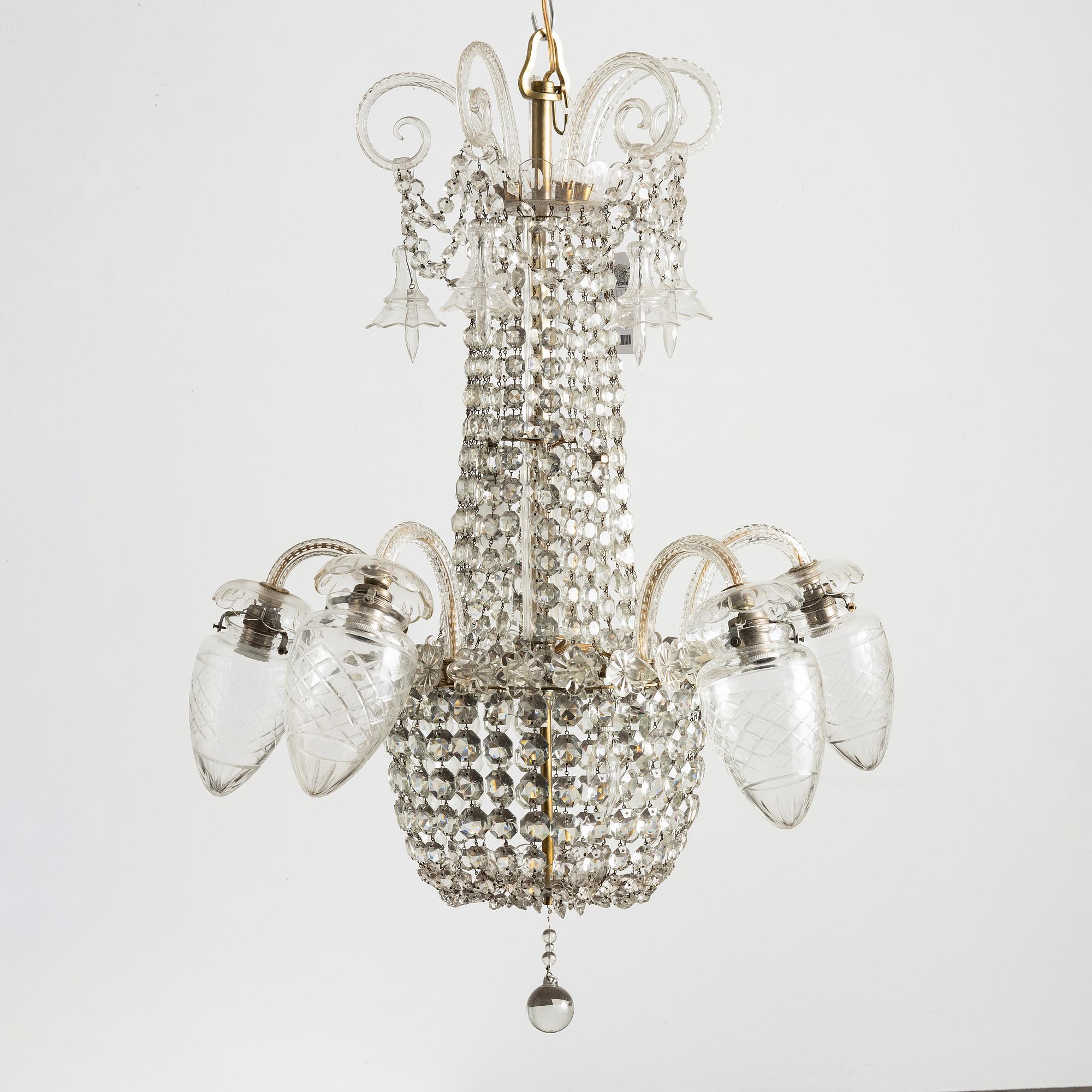 A cut-glass chandelier, first part 20th century.