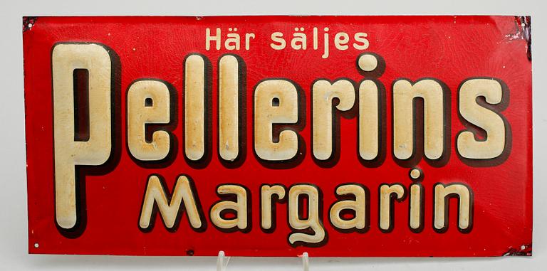 REKLAMSKYLT, plåt, Pellerins Margarin, 1900-talets första hälft.